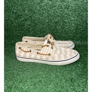 Sperry Top-Sider Loafers Women Size 8.5 Beige Striped Boat Shoes Slip On Sneaker